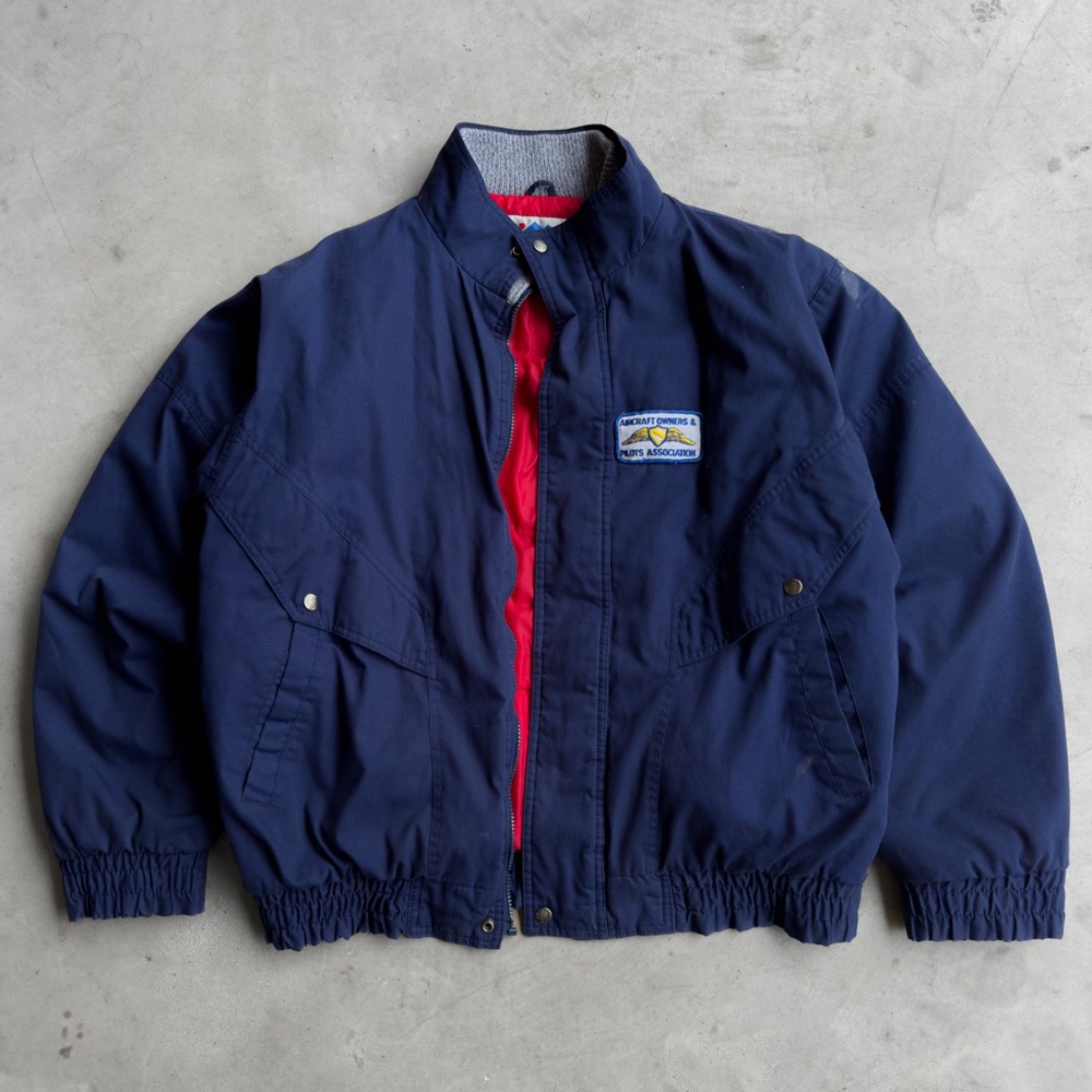 Vintage 90s Navy Blue Full Zip Bomber Jacket - XL